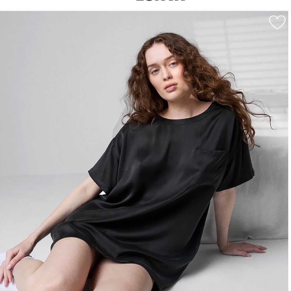 Lunya Black Silk Oversized Sleep Tee